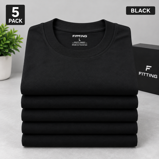Pack Of 5 Men’s Basic DRIFIT T-Shirt – Moisture Wicking, Breathable & Quick Dry Sports T-Shirt – 5 Colours