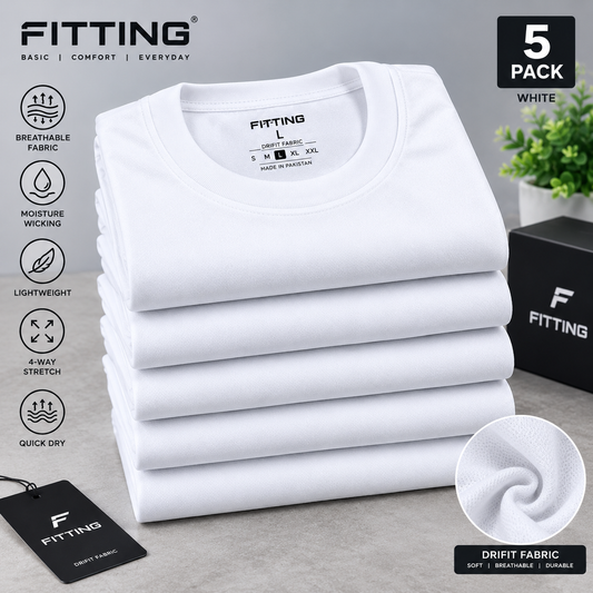 Pack Of 5 Men’s Basic DRIFIT T-Shirt – Moisture Wicking, Breathable & Quick Dry Sports T-Shirt – 5 Colours