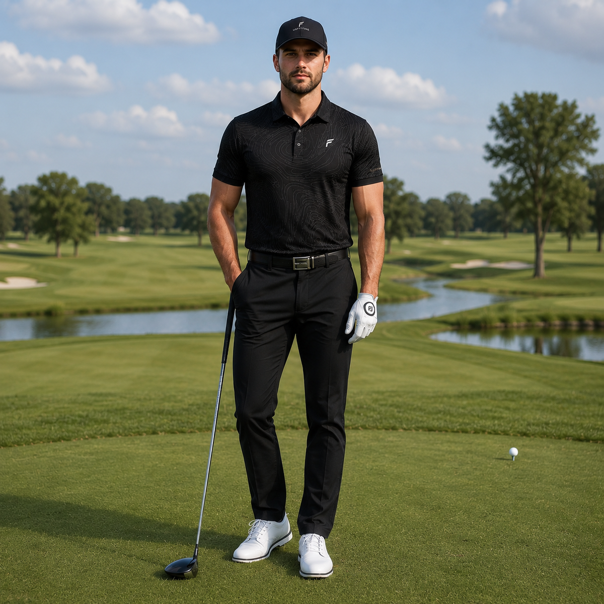FITTING Premium Black Golf Polo Shirt – Performance Sports Polo for Golf & Active Wear
