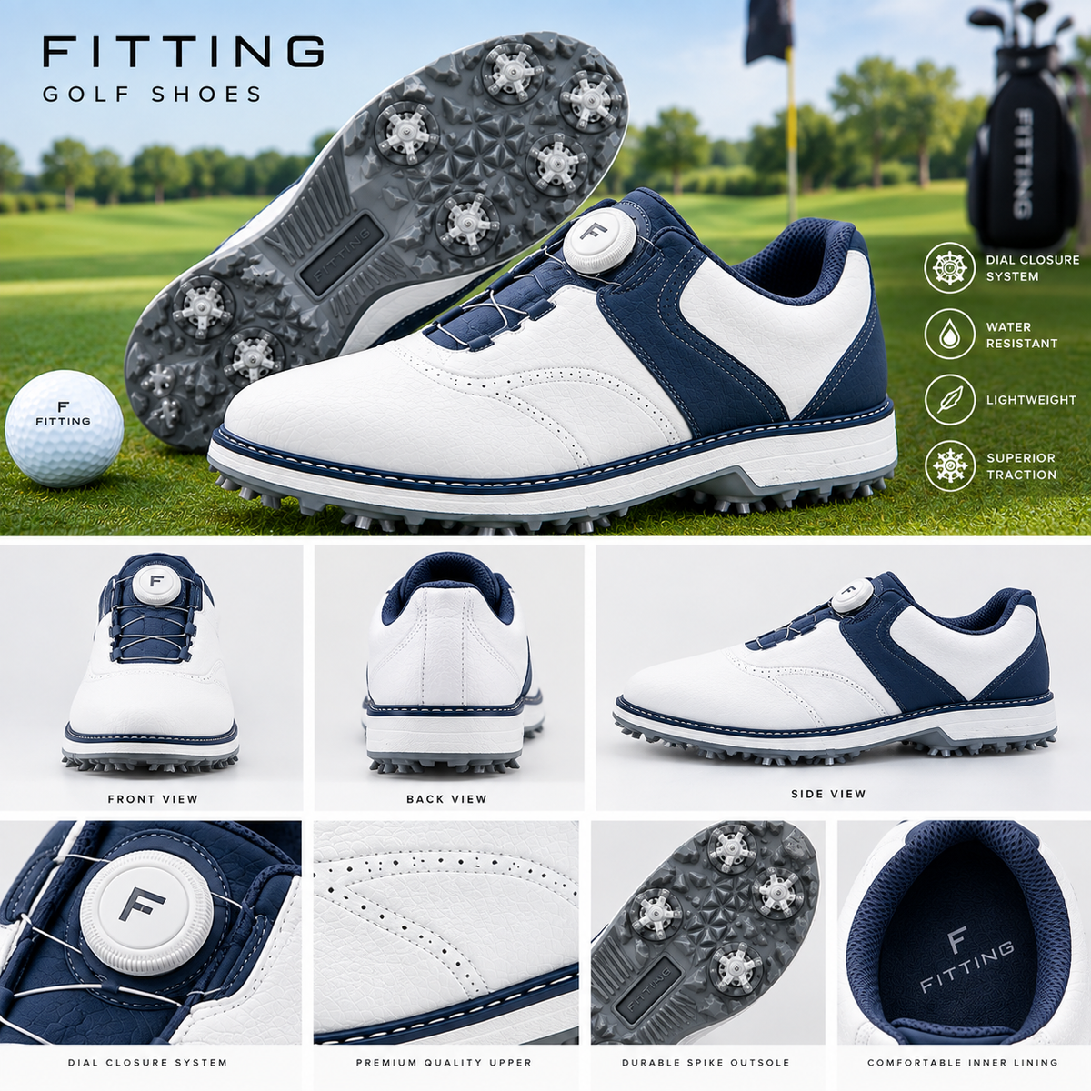 New Arrivals 2026 FITTING Golf Shoes for Men Premium – Lightweight, Comfortable & Waterproof Golf Footwear with Superior Grip
