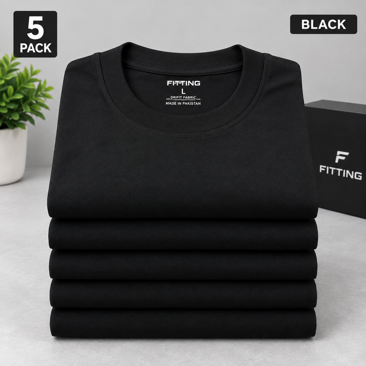 Pack Of 5 Men’s Basic DRIFIT T-Shirt – Moisture Wicking, Breathable & Quick Dry Sports T-Shirt – 5 Colours